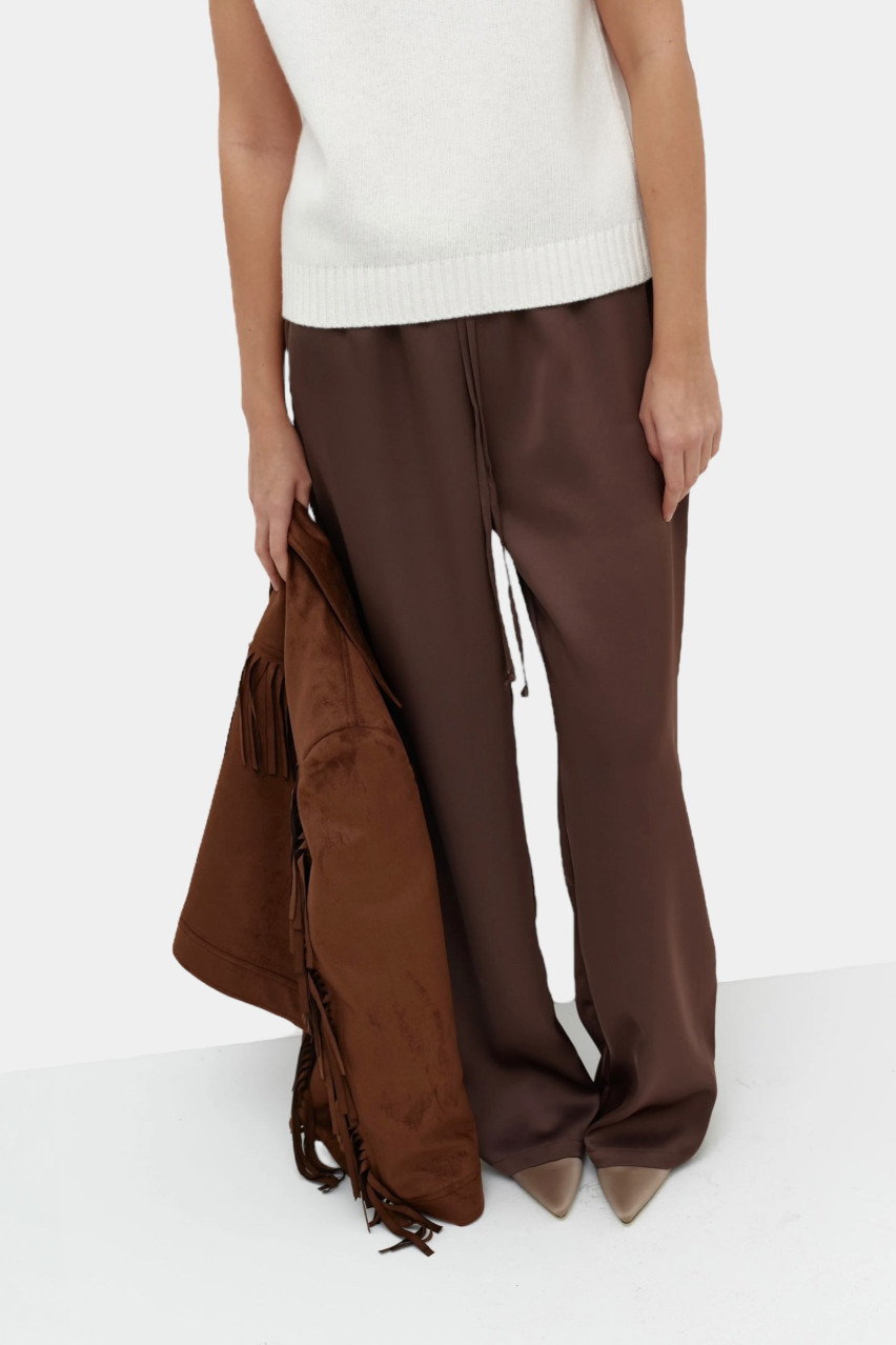 Коричневые сатиновые брюки CICI COCO