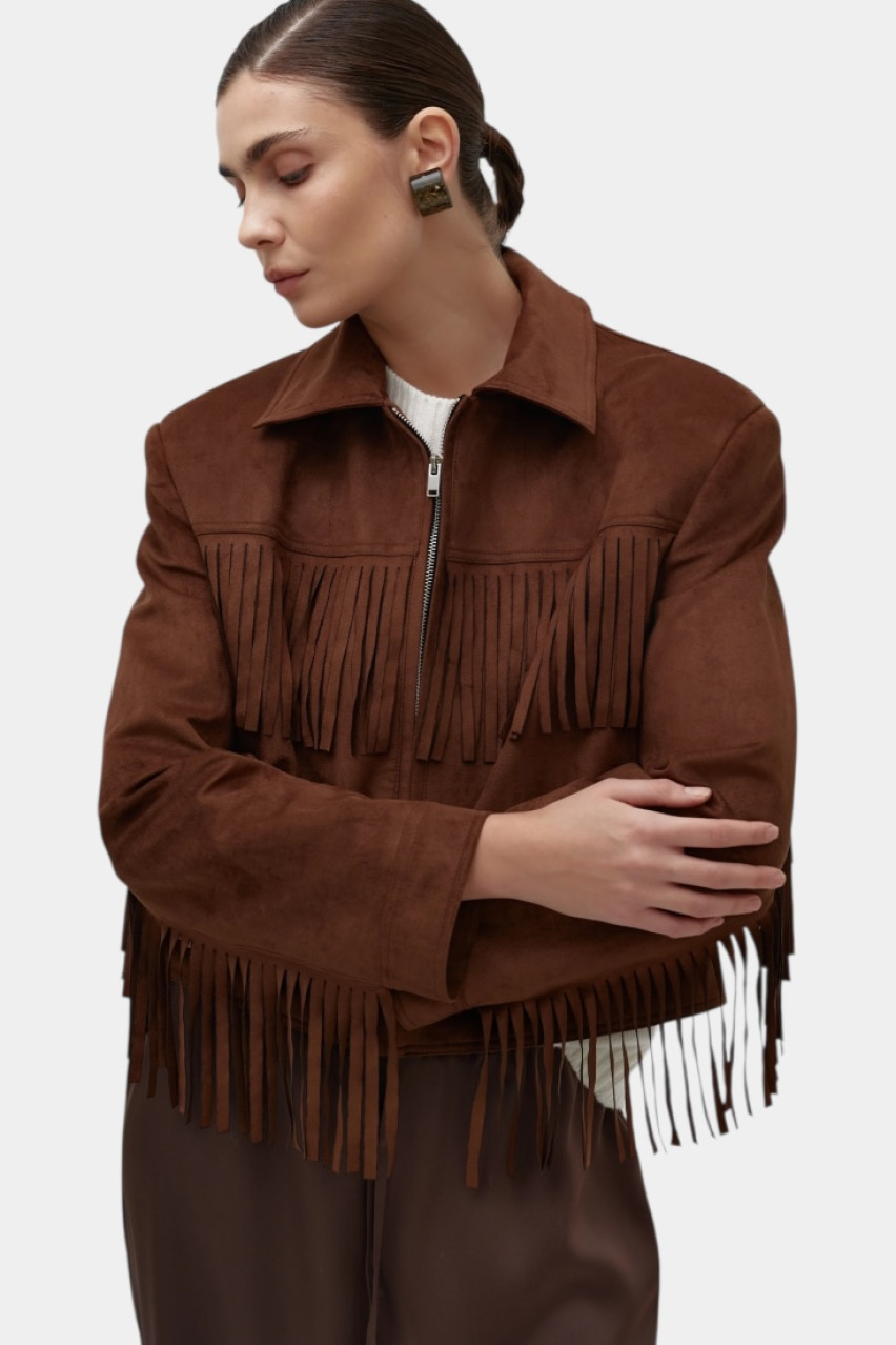 Коричневая куртка с экозамшей CICI COCO