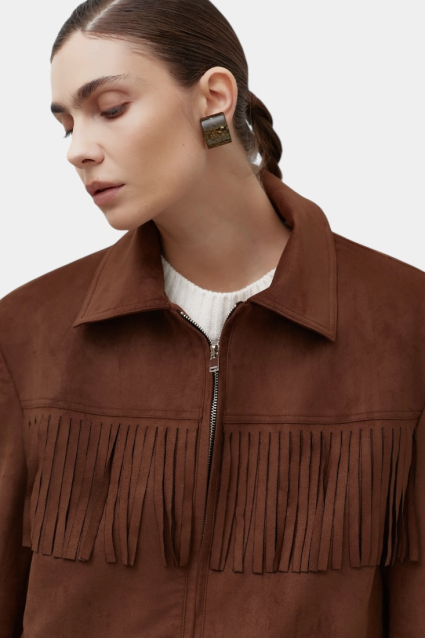 Коричневая куртка с экозамшей CICI COCO