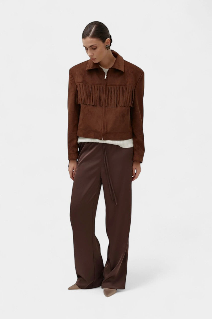 Коричневая куртка с экозамшей CICI COCO