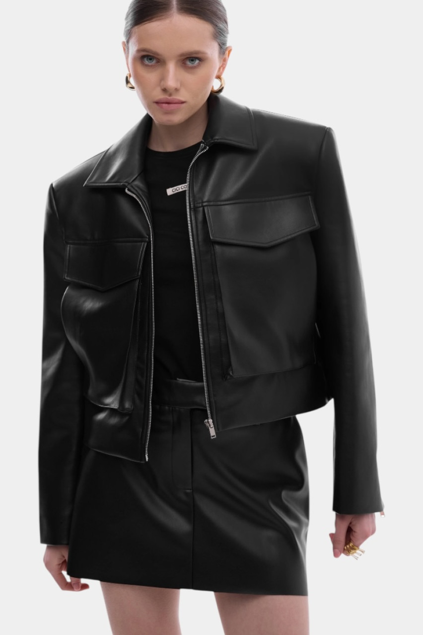 Чорна куртка з екошкіри CICI COCO
