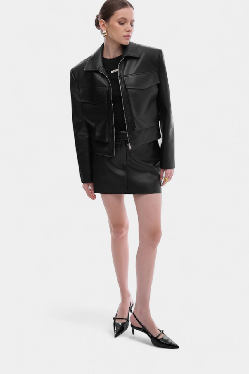 Чорна куртка з екошкіри CICI COCO