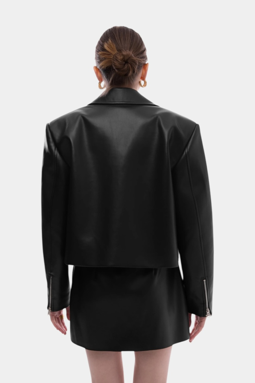 Чорна куртка з екошкіри CICI COCO