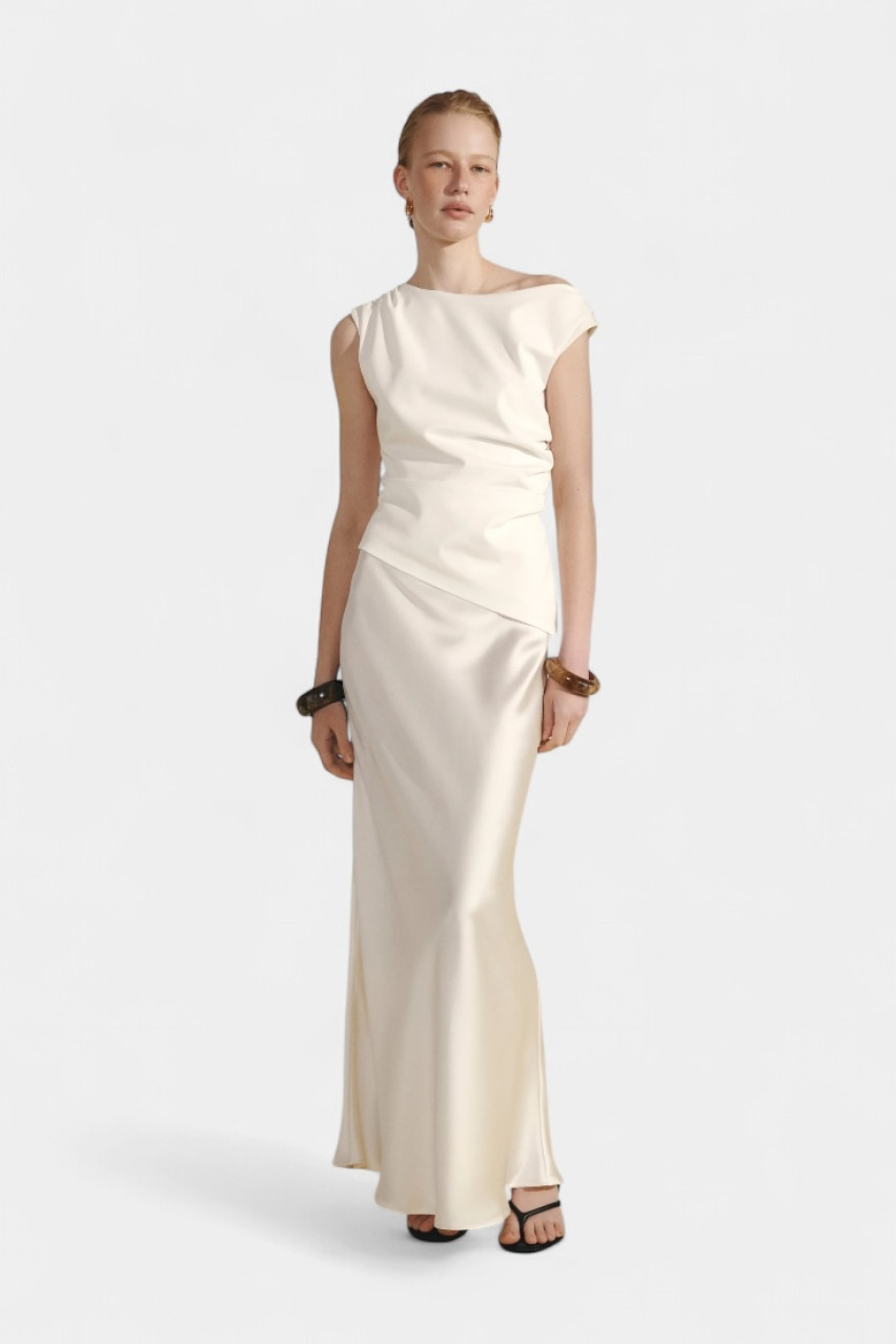 Молочная сатиновая максиюбка CICI COCO