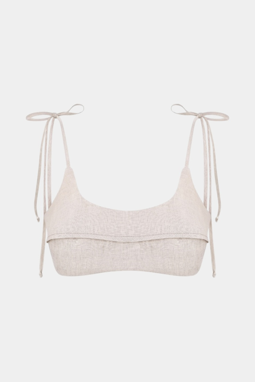 Бежевий лляний топ на бретелях CICI COCO