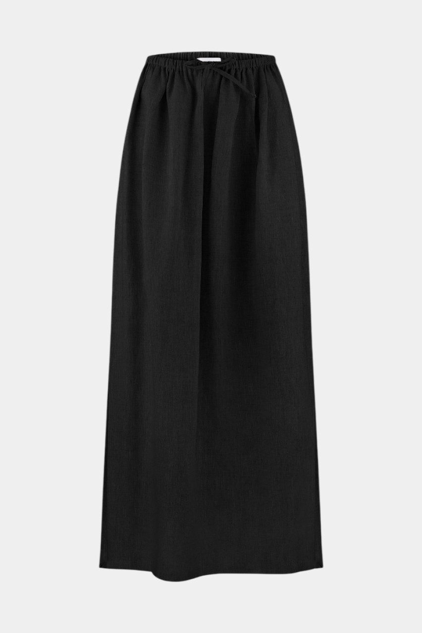 Черная льняная максиюбка CICI COCO