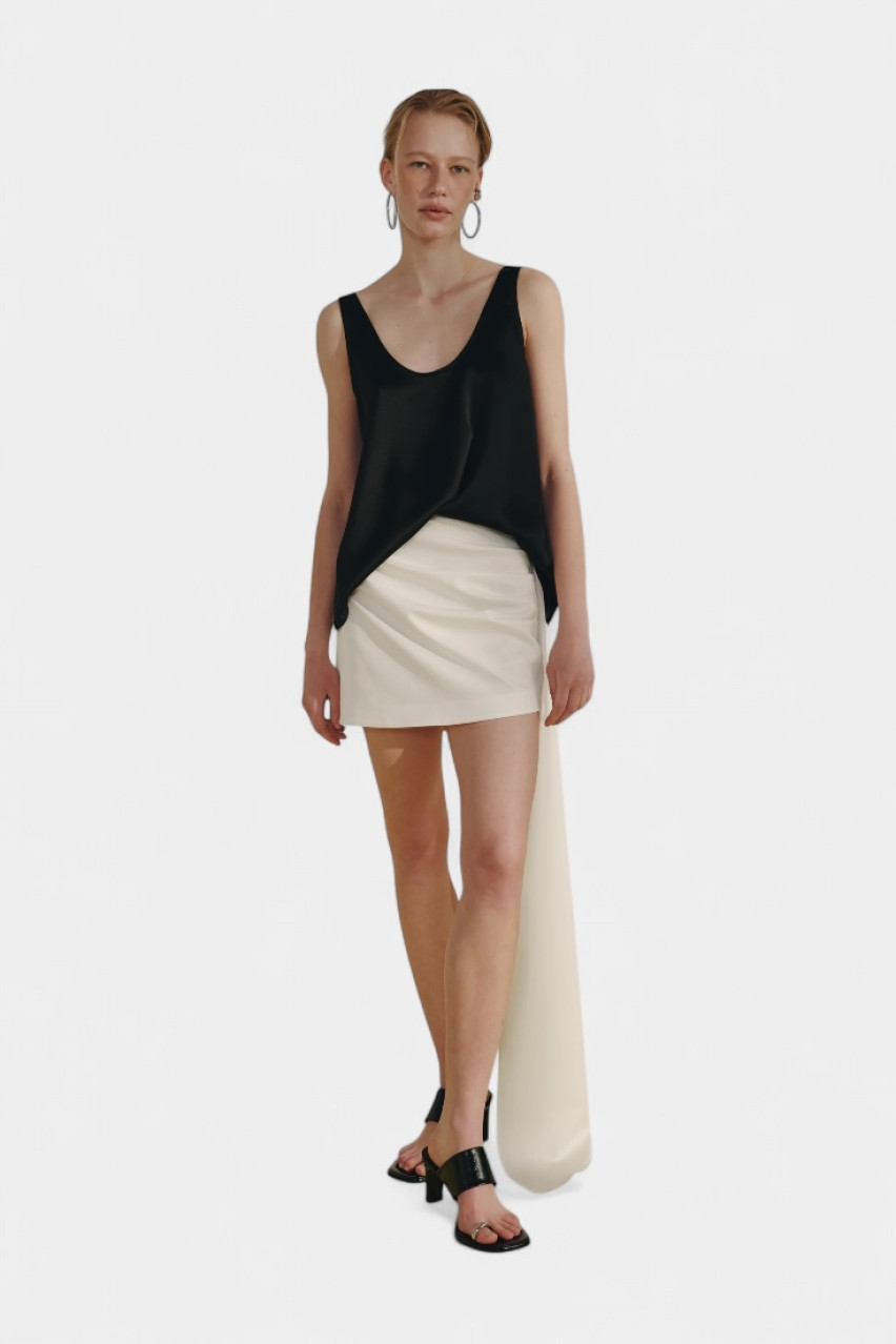 Черная сатиновая майка CICI COCO