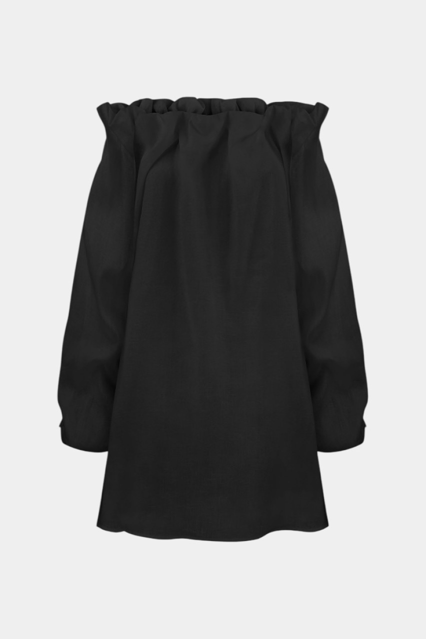 Черное льняное платье-буф CICI COCO