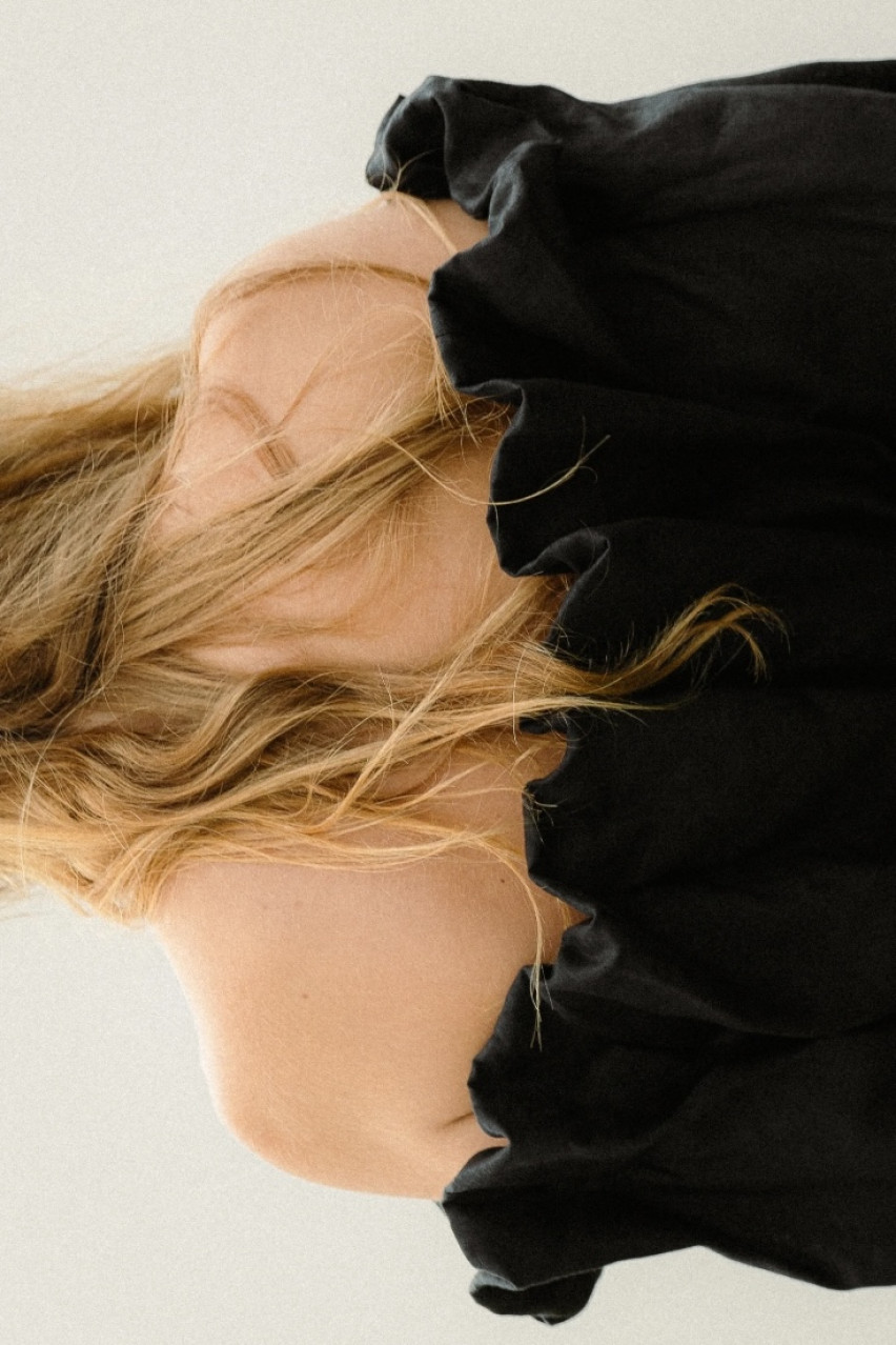 Черное льняное платье-буф CICI COCO