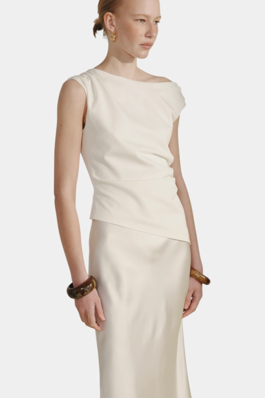 Молочний топ з драпіруванням CICI COCO