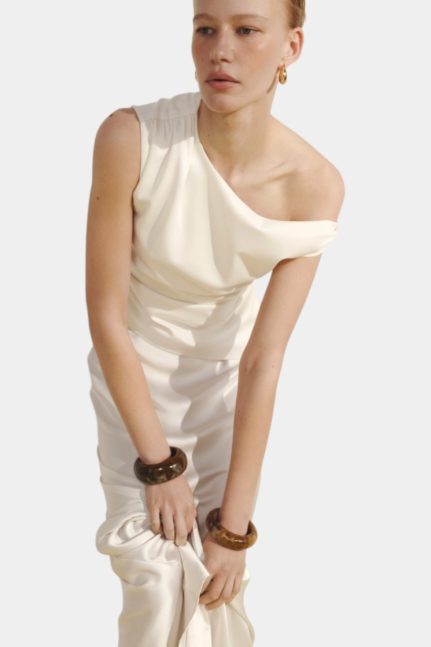 Молочний топ з драпіруванням CICI COCO