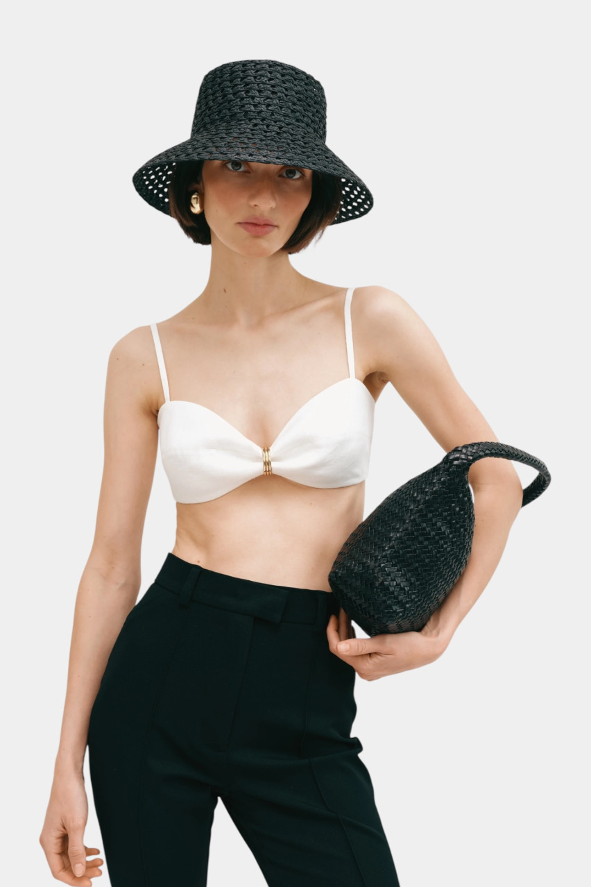 Молочний лляний топ з чашками CICI COCO