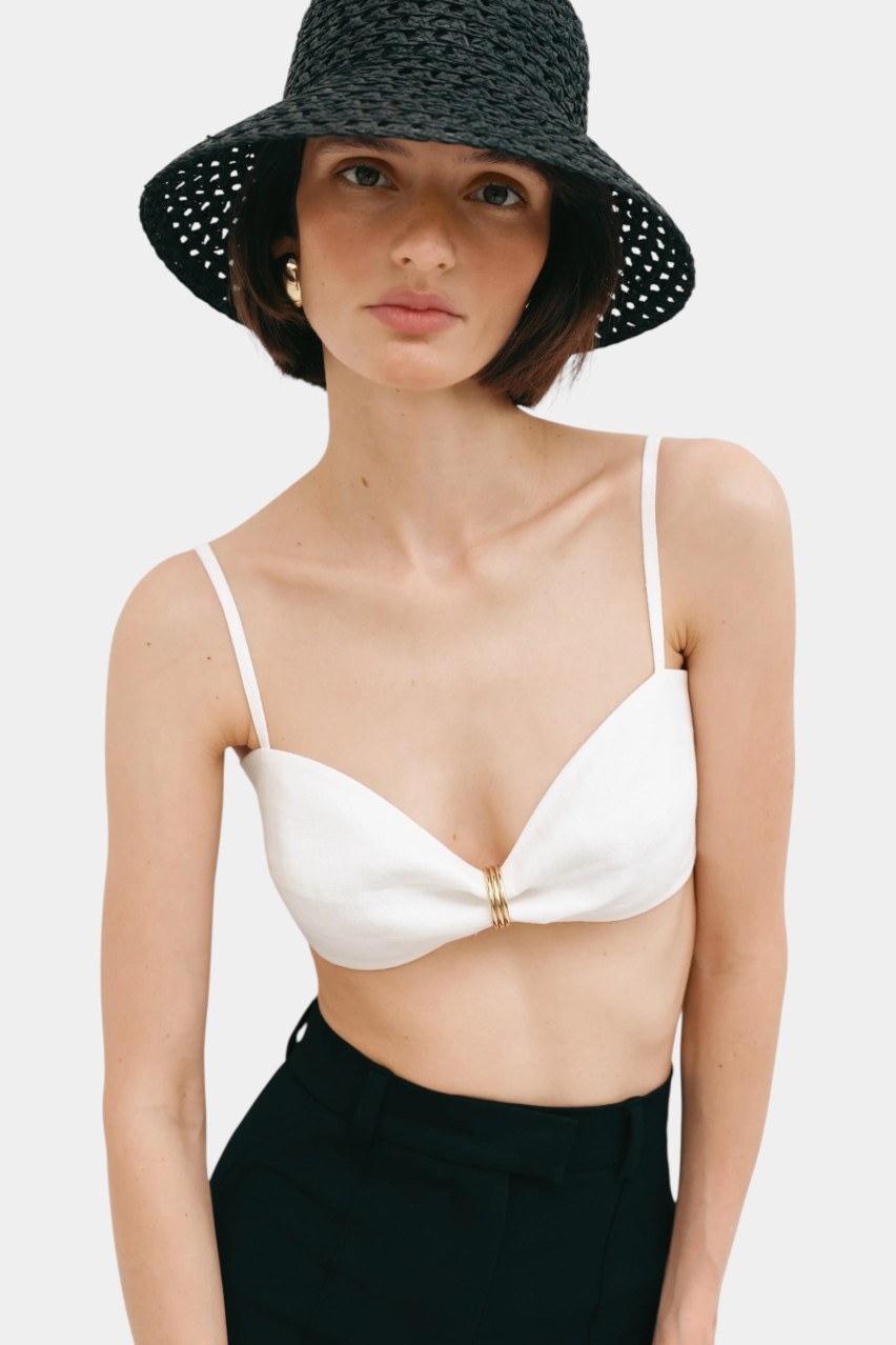 Молочний лляний топ з чашками CICI COCO