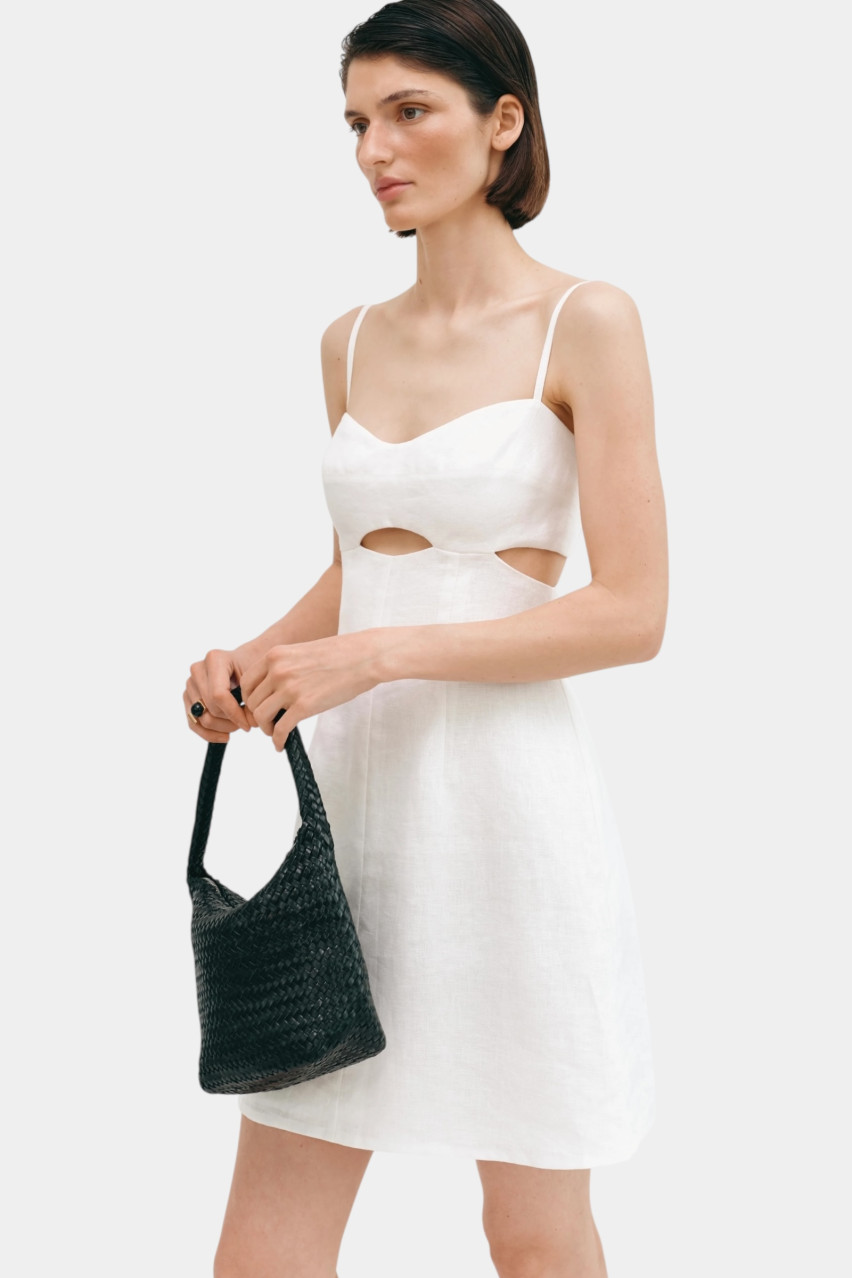 Молочна лляна мінісукня з вирізами CICI COCO