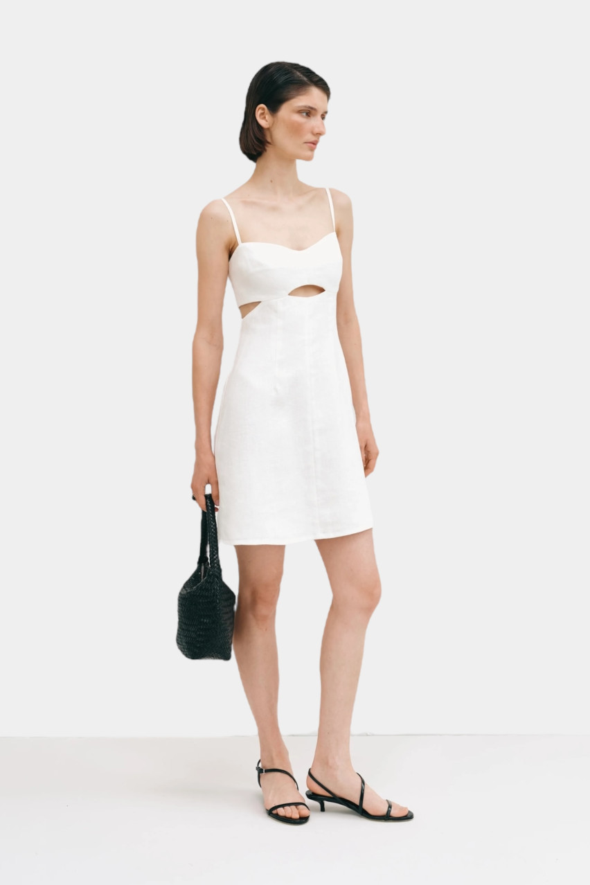 Молочна лляна мінісукня з вирізами CICI COCO