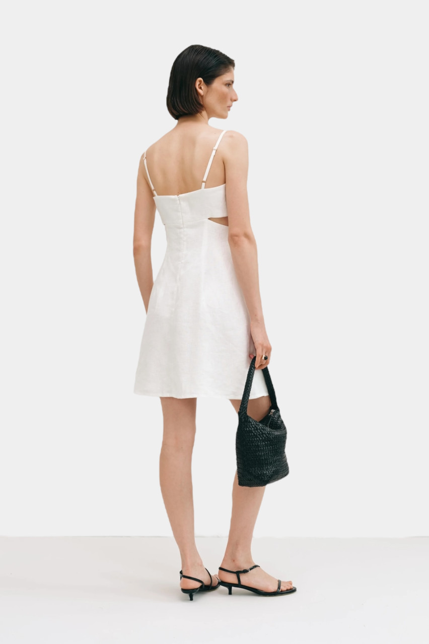 Молочна лляна мінісукня з вирізами CICI COCO