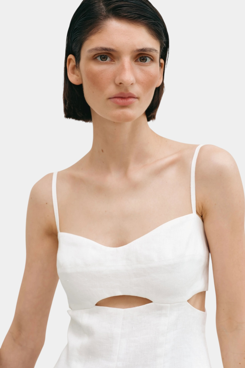 Молочна лляна мінісукня з вирізами CICI COCO