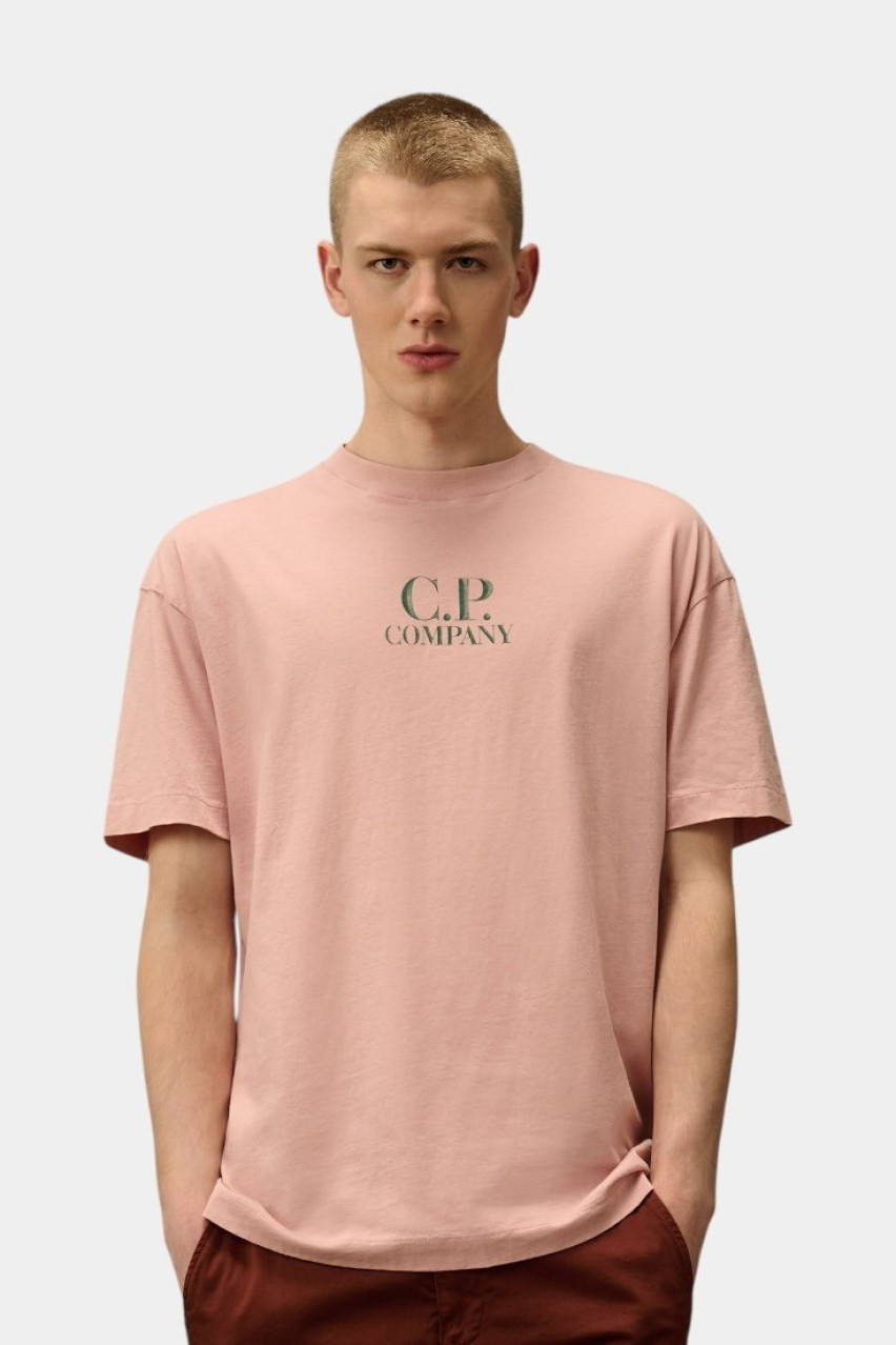 Рожева футболка з джерсі 30/1 та логотипом 18CMTS141A005100W 520 C.P. Company