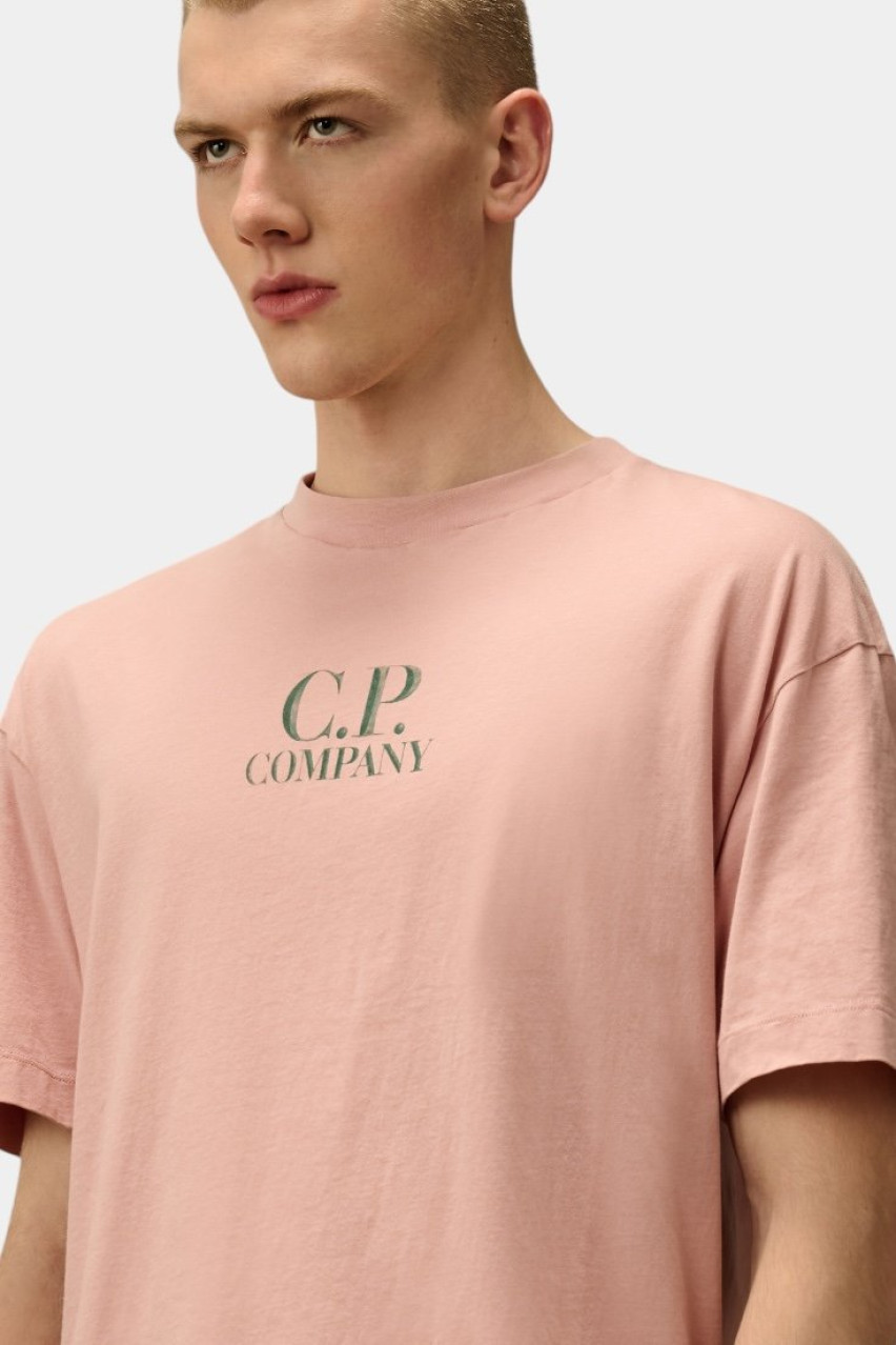 Рожева футболка з джерсі 30/1 та логотипом 18CMTS141A005100W 520 C.P. Company