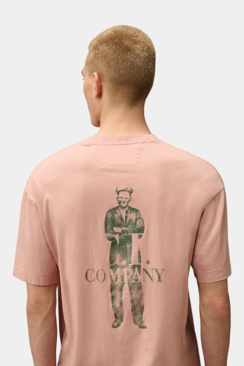 Рожева футболка з джерсі 30/1 та логотипом 18CMTS141A005100W 520 C.P. Company