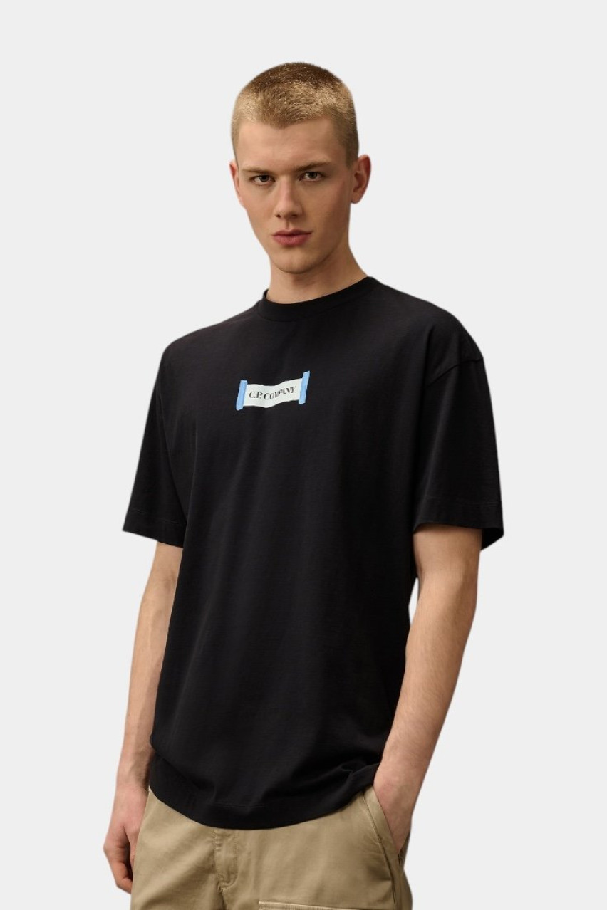 Темно-синя футболка з джерсі 30/1 та логотипом 18CMTS148A006586W 888 C.P. Company
