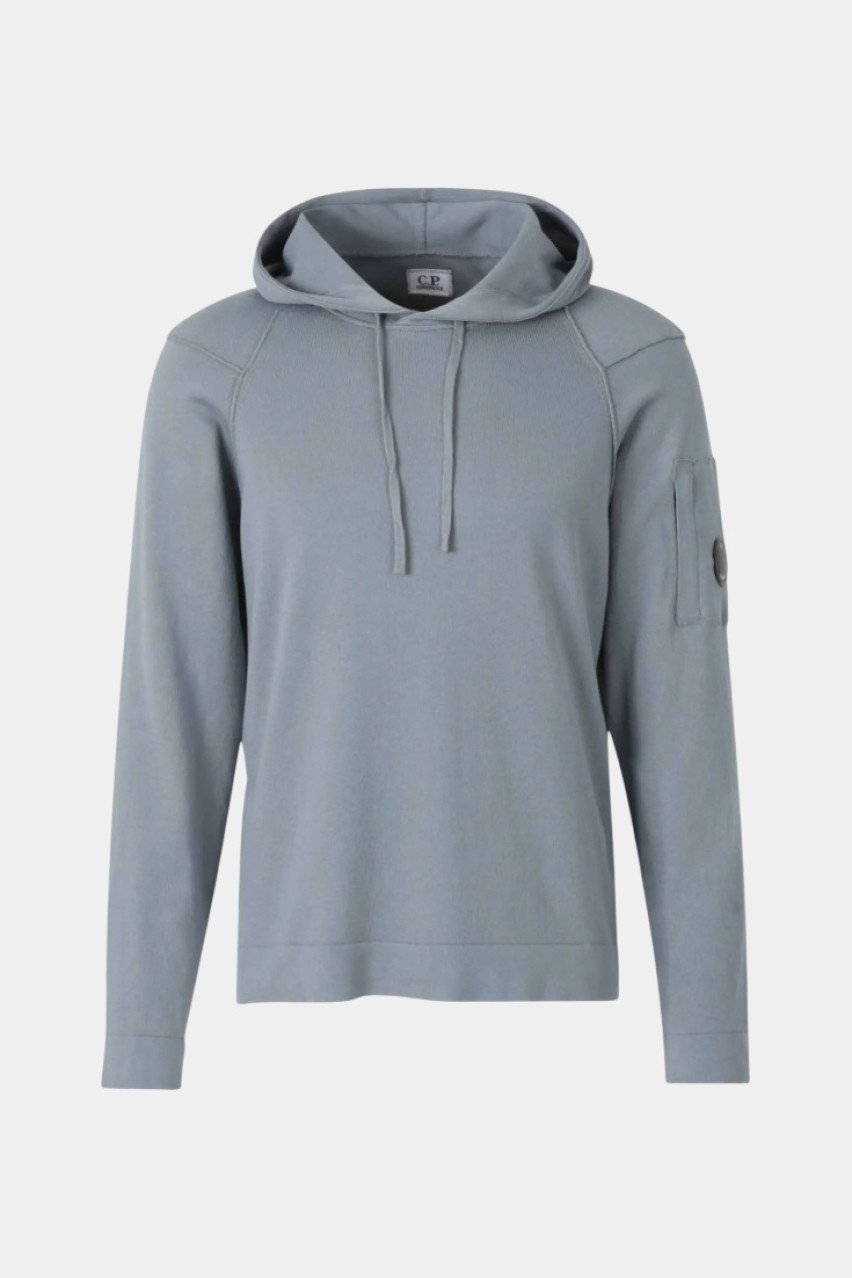 Сіро-блакитне худі з матеріалу Sea Island 18CMKN074A004037A 872 C.P. Company