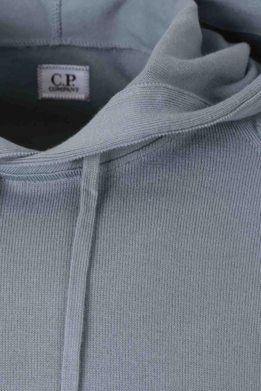 Сіро-блакитне худі з матеріалу Sea Island 18CMKN074A004037A 872 C.P. Company