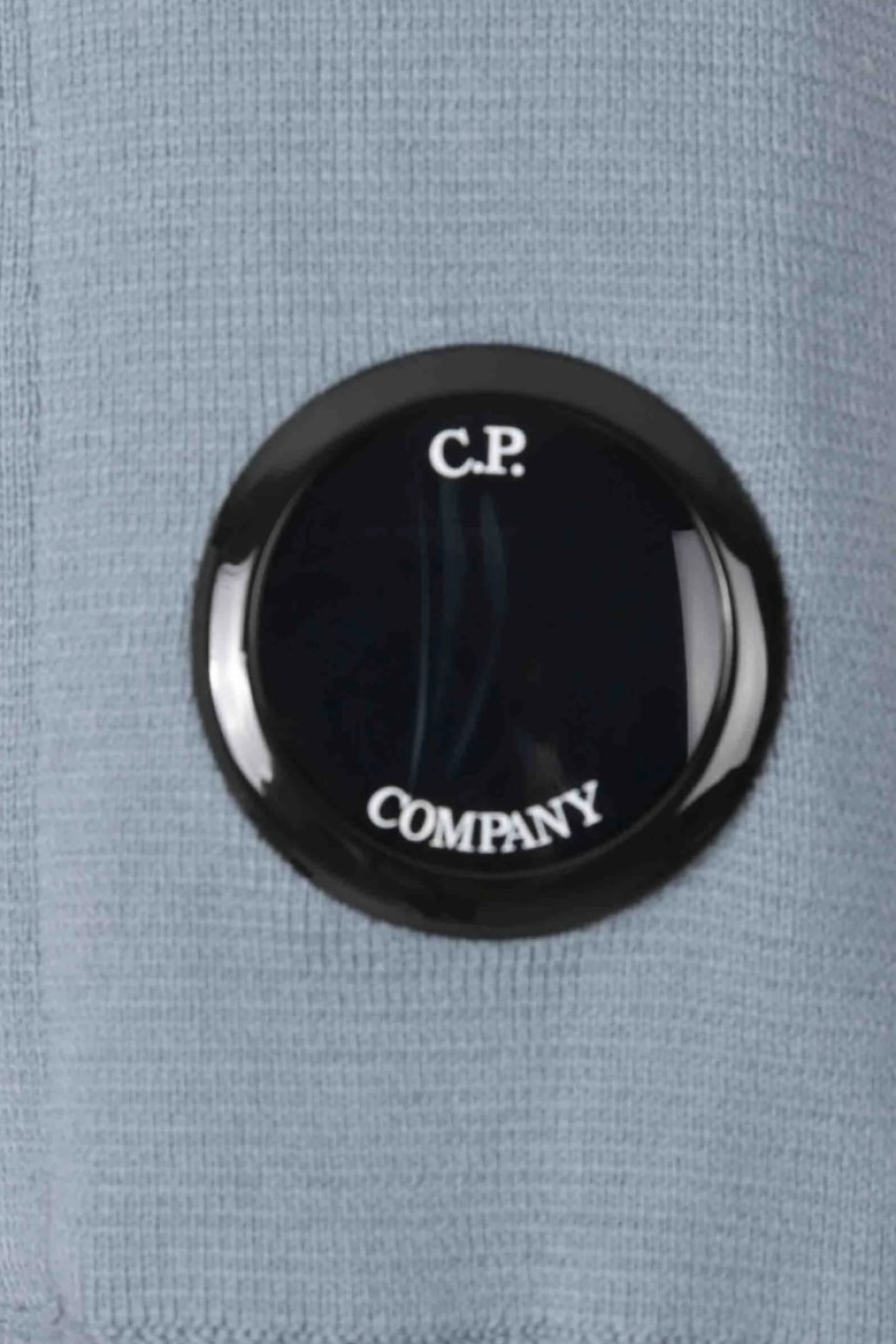 Сіро-блакитне худі з матеріалу Sea Island 18CMKN074A004037A 872 C.P. Company