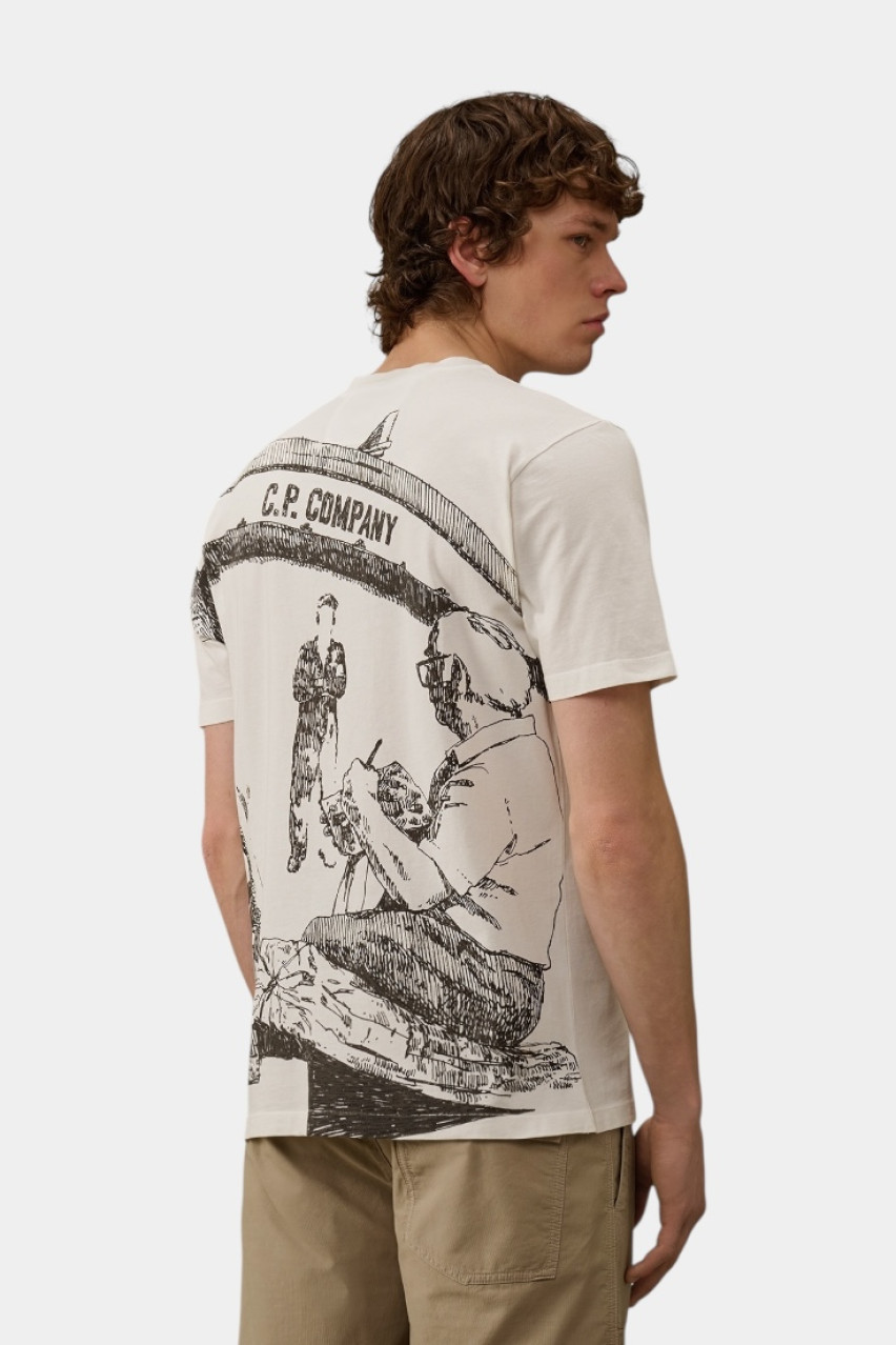 Молочная футболка с логотипом на груди 18CMTS317A005431G 103 C.P. Company