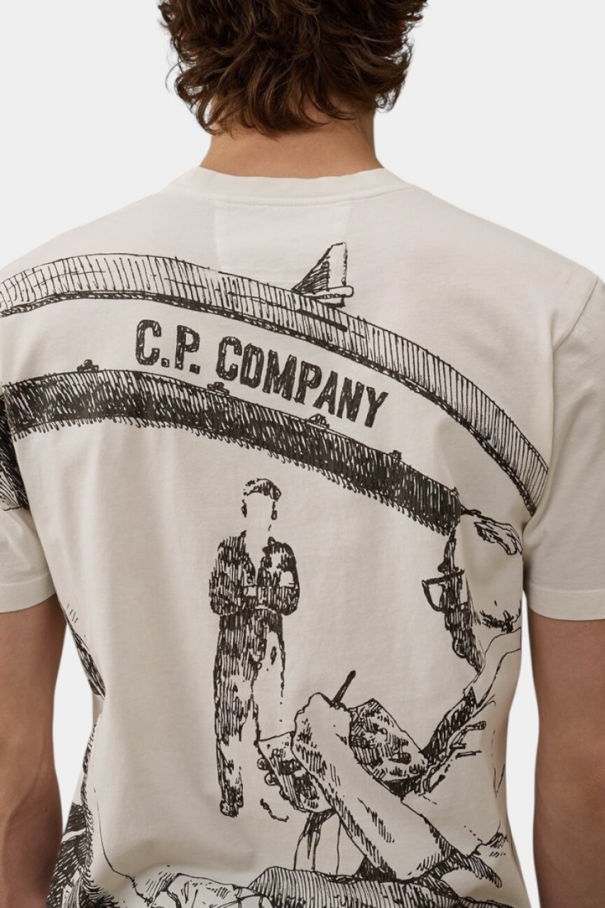 Молочная футболка с логотипом на груди 18CMTS317A005431G 103 C.P. Company