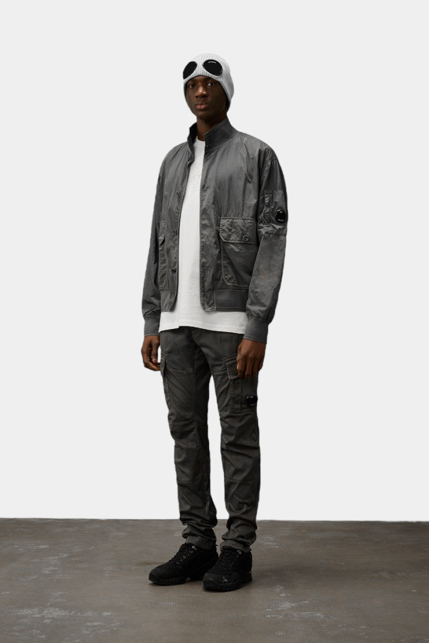 Сіра вітрівка на кнопках з матеріалу Chrome-R 18CMOW014A005904G 935 C.P. Company