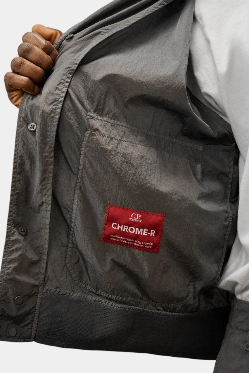 Сіра вітрівка на кнопках з матеріалу Chrome-R 18CMOW014A005904G 935 C.P. Company