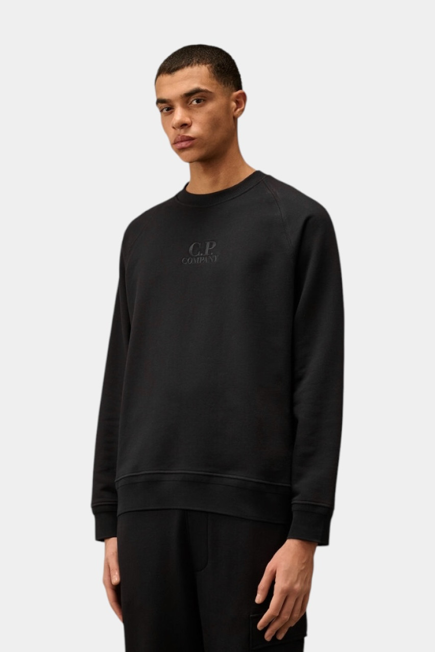 Чорний світшот з круглим вирізом та вишитим логотипом 18CMSS042A005086W 999 C.P. Company