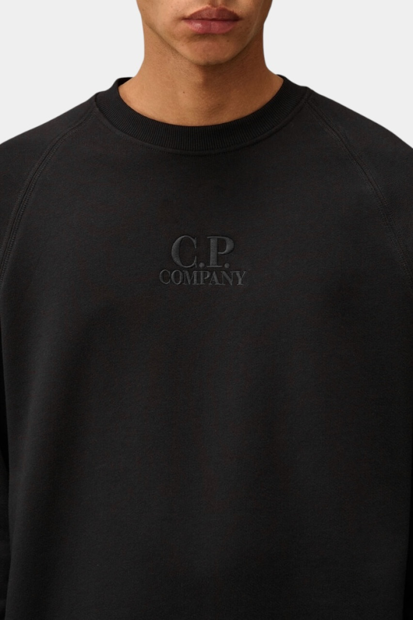 Чорний світшот з круглим вирізом та вишитим логотипом 18CMSS042A005086W 999 C.P. Company