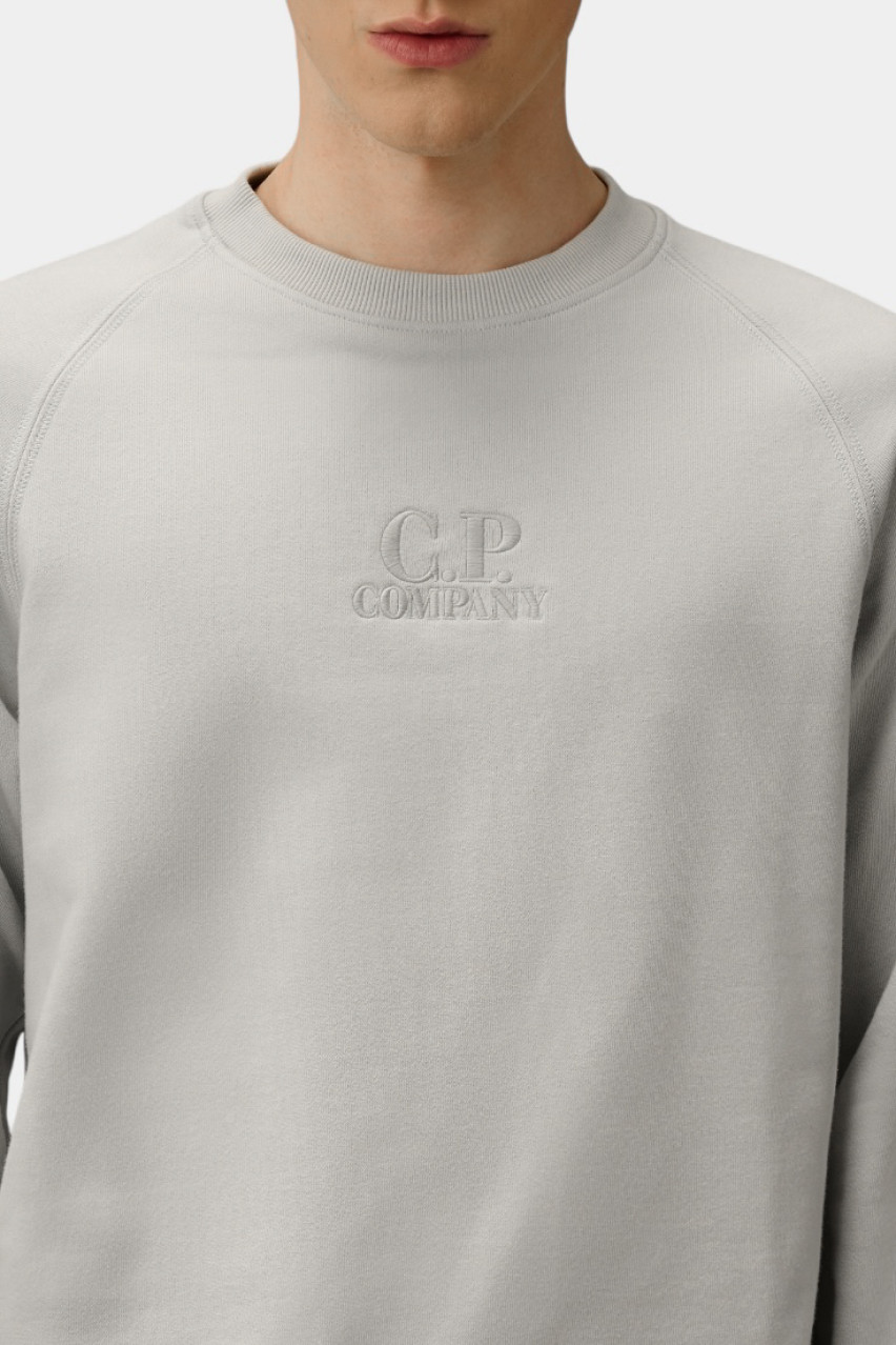 Сірий світшот з круглим вирізом та вишитим логотипом 18CMSS042A005086W 800 C.P. Company