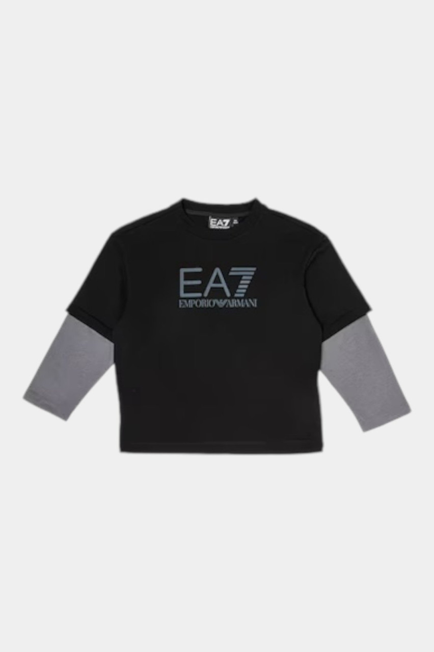 Черно-серый хлопковый лонгслив 6DBT63 BJ02Z 1200 EA7