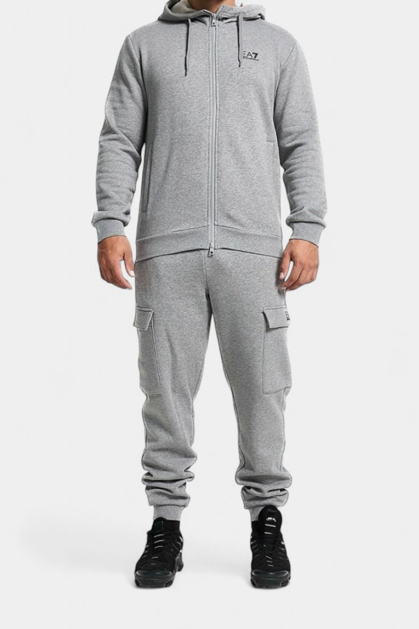 Серый хлопковый спортивный костюм Felpa Train Core Identity 8NPM38 PJVTZ 3905+8NPP68 PJVTZ 3905 EA7