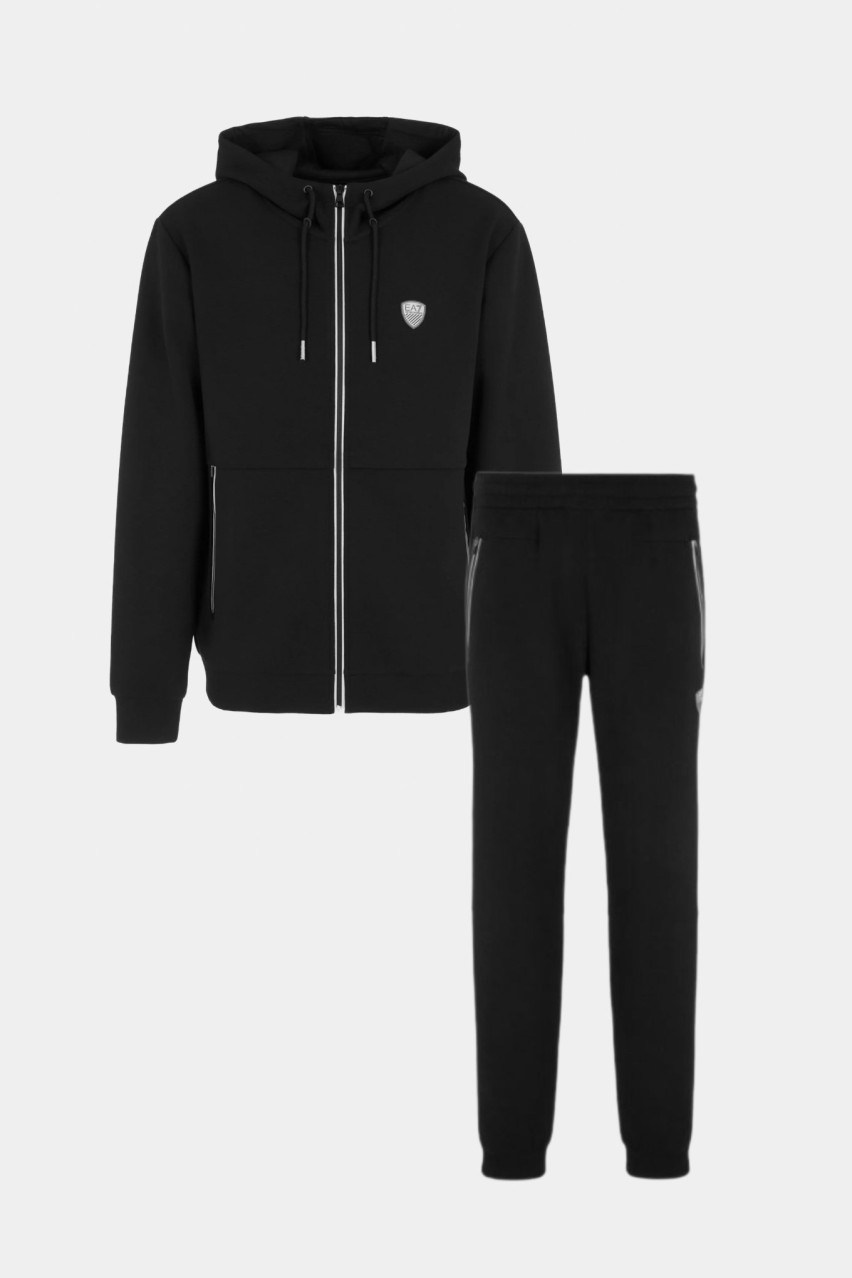 Чорний спортивний костюм з худі на блискавці та джогерами 8NPM20 PJ4EZ 1200 + 8NPP63 PJ4EZ 1200 EA7