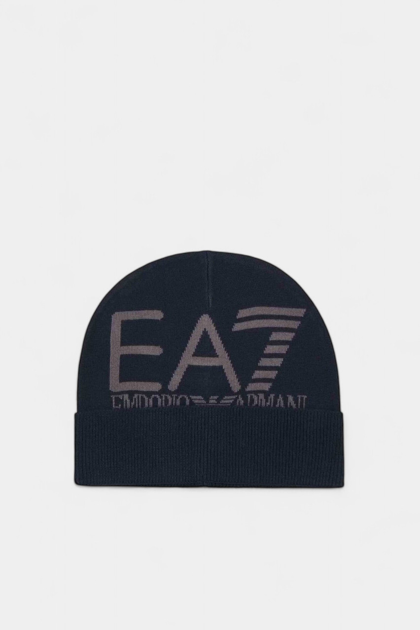 Темно-синяя шапка-бини Visibility с большим логотипом 7X000006 AF11994 MB015 EA7