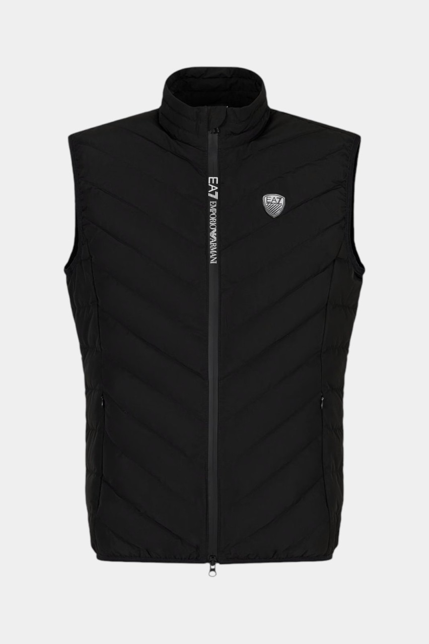 Чорна пухова жилетка з логотипом-нашивкою 8NPQ02 PNE1Z 1200 EA7