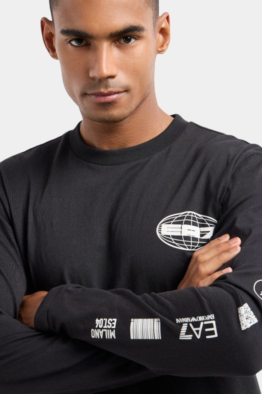 Чорний лонгслів Graphic Series з органічної бавовни 7M000016 AF10429 UC001 EA7