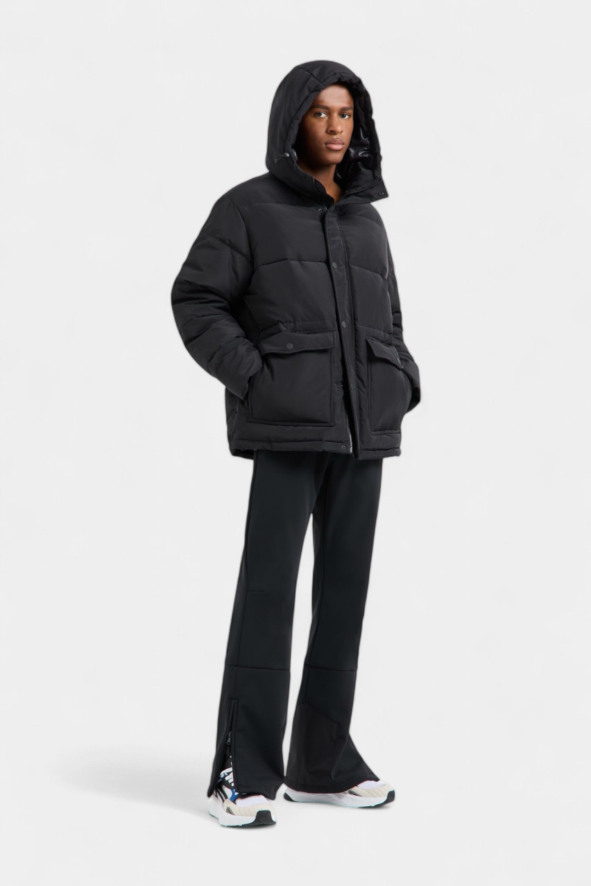 Черный пуховик-бомбер с капюшоном 6DPB65 PN8AZ 1200 EA7