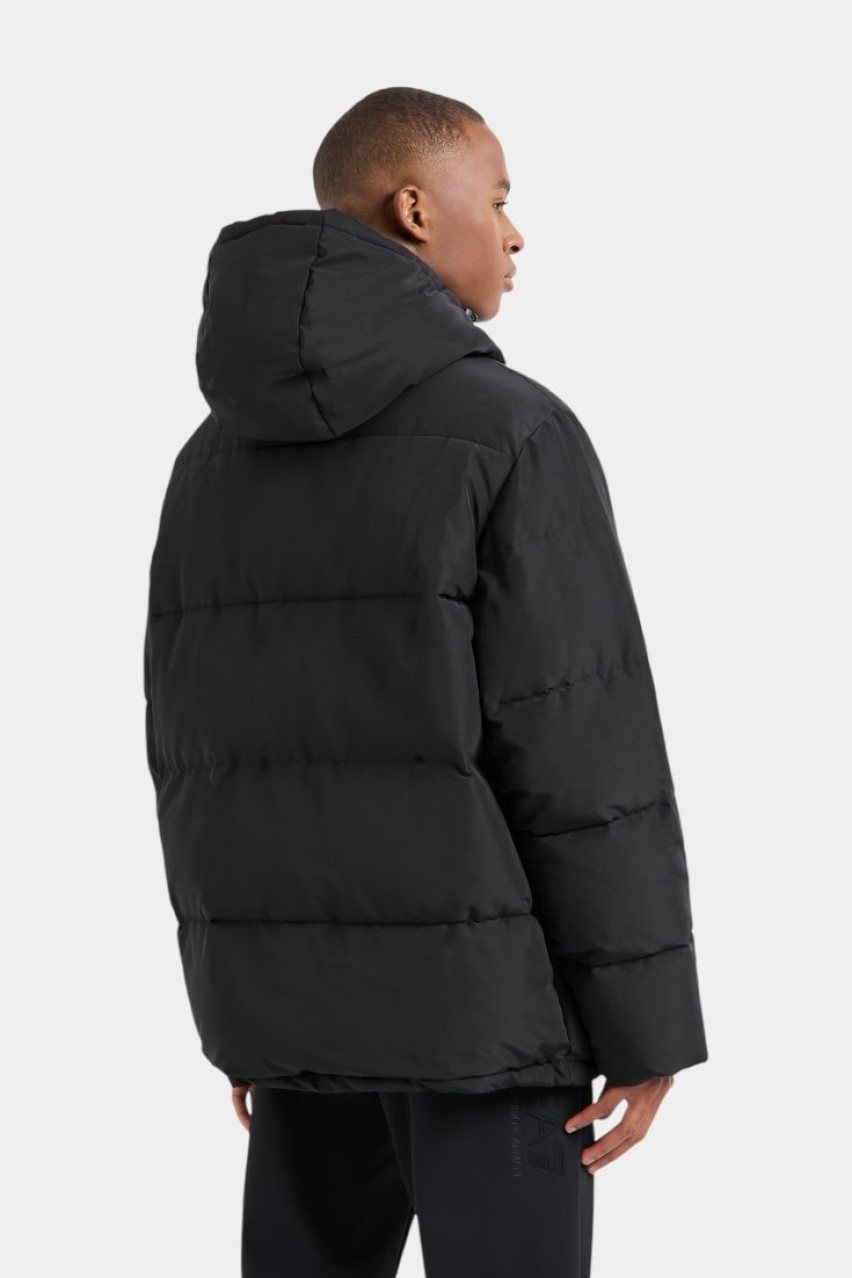 Черный пуховик-бомбер с капюшоном 6DPB65 PN8AZ 1200 EA7