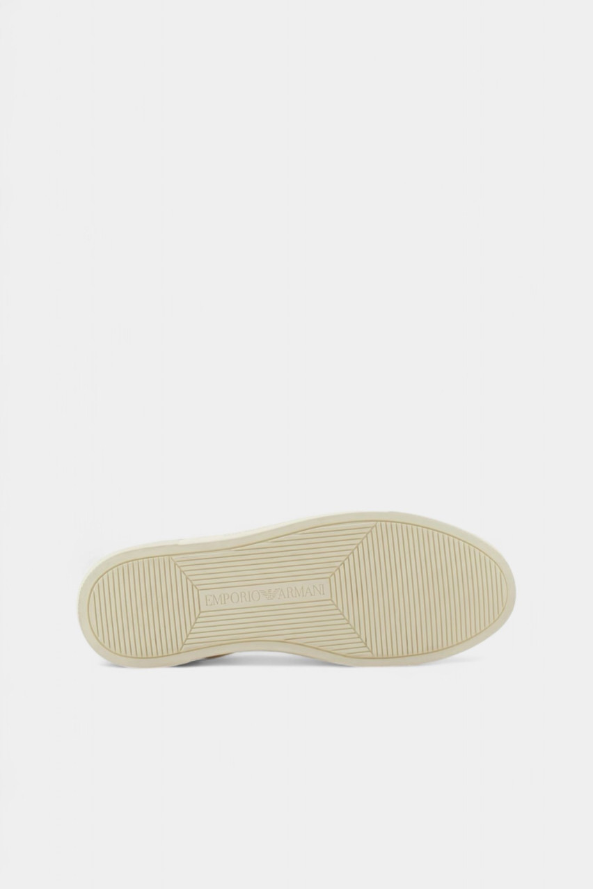 Молочные кожаные кеды из лого XOXO EW000380 AF10832 M0020 Emporio Armani