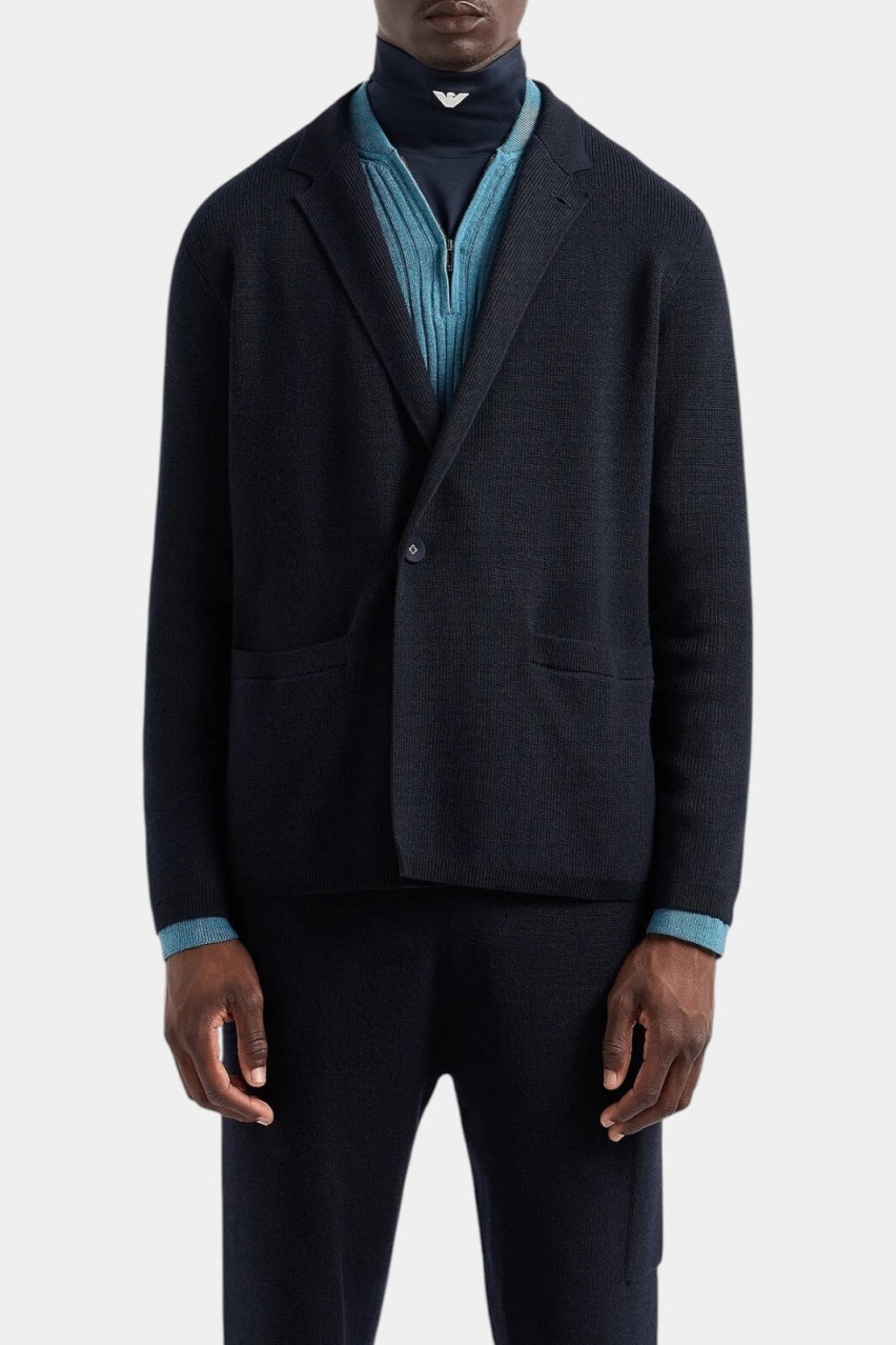 Темно-синій кардиган зі сумішшю вовни 6D1GXX 1MKEZ 0920 Emporio Armani