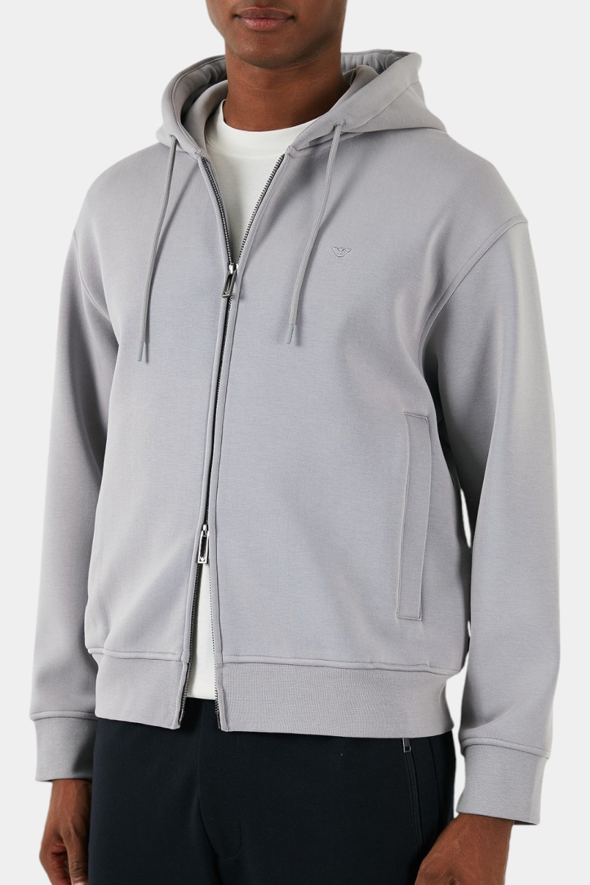Серое худи на молнии из смеси лиоцела 6D1M90 1JOTZ 06K3 Emporio Armani