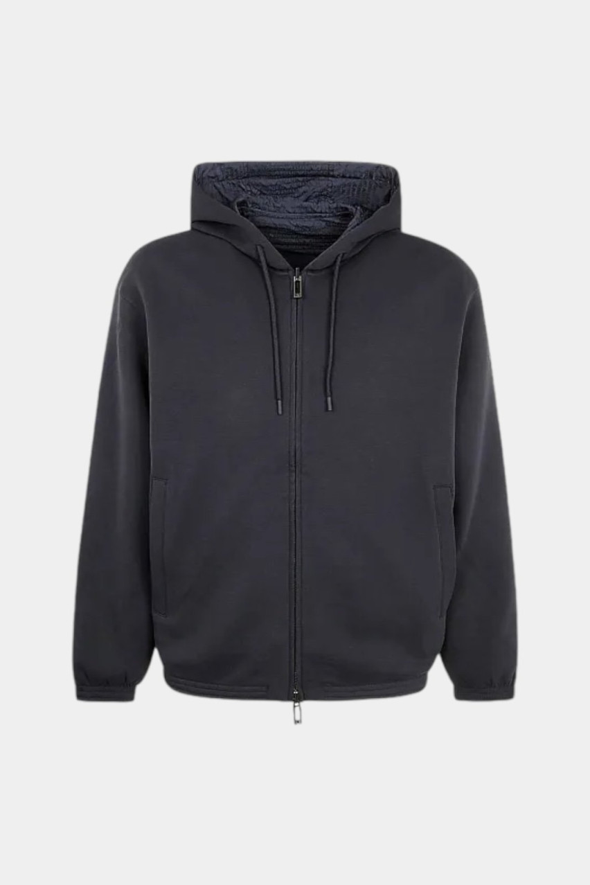 Темно-синє двостороннє худі на блискавці 6D1MD3 1JHSZ 0920 Emporio Armani