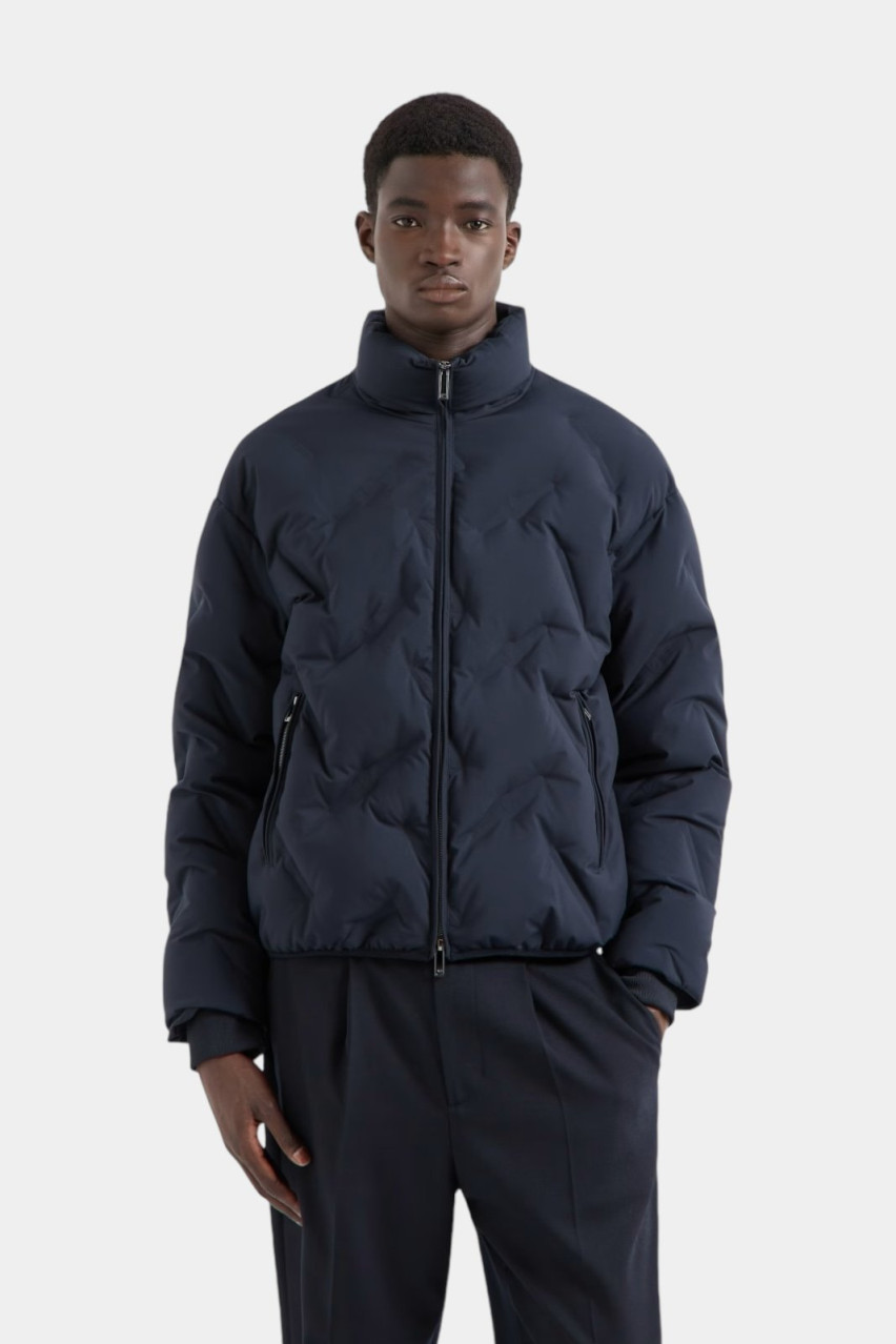 Темно-синій пуховик з ефектом Matelassé 6D1BD6 1NUEZ 0920 Emporio Armani