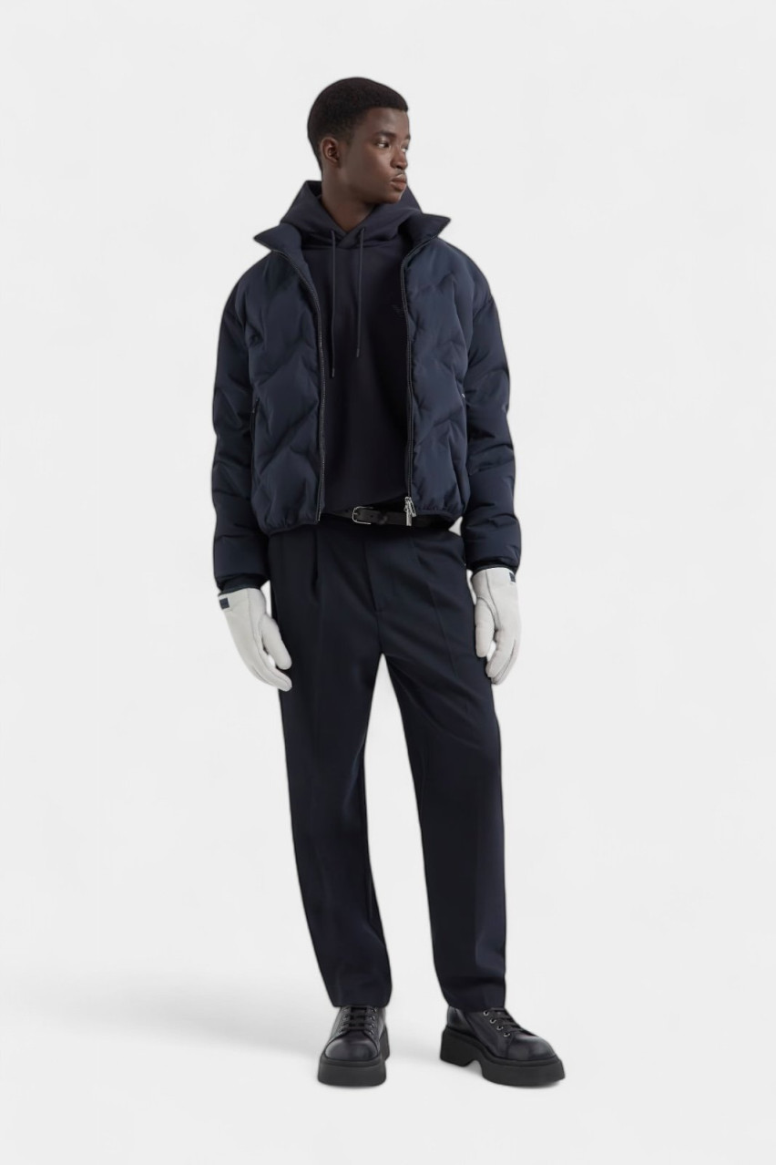 Темно-синій пуховик з ефектом Matelassé 6D1BD6 1NUEZ 0920 Emporio Armani