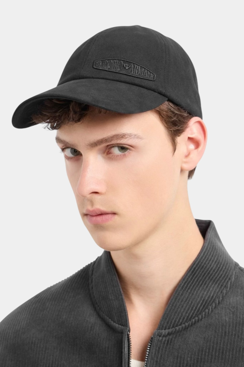 Черная хлопковая кепка с вышитым логотипом 627439 4F555 00020 Emporio Armani
